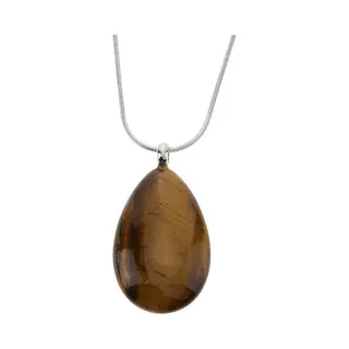 Behave – Ketting Tijgeroog Natuursteen – Druppelvorm Zilverkleur Boho