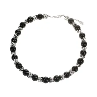 Behave - Klassiek Parelcollier Met Steentjes - 41 Cm + 5 Cm Verlengketting - Zwart