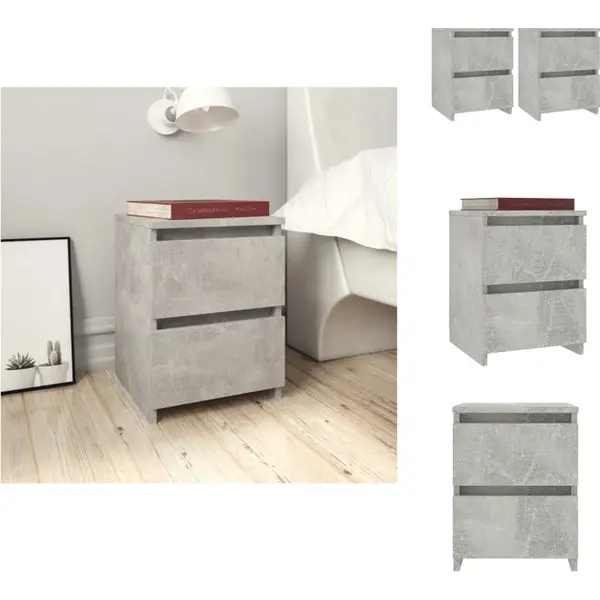 Vidaxl Nachttische 2 Stk. Betongrau 30×30×40 Cm Holzwerkstoff - Beton Grau Nachttisch - Holzwerkstoff Nachttisch - Schrank Für Schlafzimmer - Kommode - thumbnail