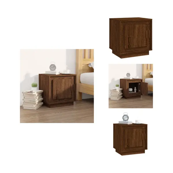 Vidaxl Nachttisch Braun Eichen-optik 44x35x45 Cm Holzwerkstoff - Nachtisch - Nachttisch Braun - Eiche Optik - Holzwerkstoff - Möbel thumbnail