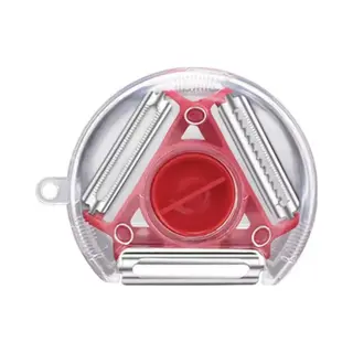 June Spring Schilmes - Dunschiller - 3 Messen Peeler - Roestvrij Staal - Multifunctioneel - Schillen & Julienne - Hoge Kwaliteit - Keukenhulpmiddel - Kleur, Rood