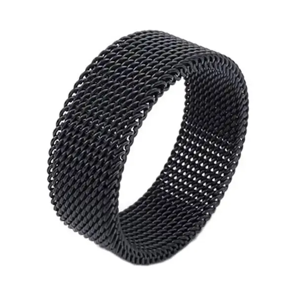 Walletstreet Mesh Band Ring- Edelstaal- Rvs-kleur- Zwart Voor Mannen En Vrouwen-Kerstcadeau-Ideale Geschenk thumbnail