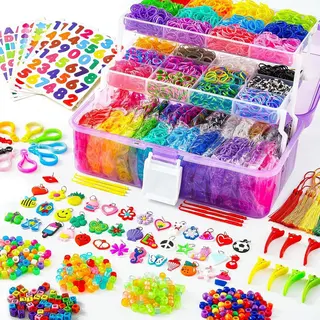 Bolke Loombandjes - Loom Elastiekjes - Armbandjes Maken Meisjes - Xl Koffer - 17500 Stuks