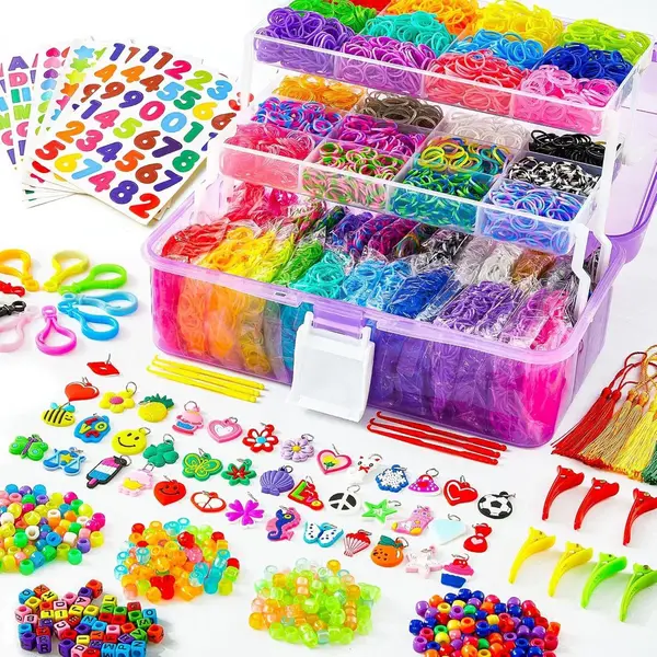Bolke Loombandjes - Loom Elastiekjes - Armbandjes Maken Meisjes - Xl Koffer - 17500 Stuks thumbnail