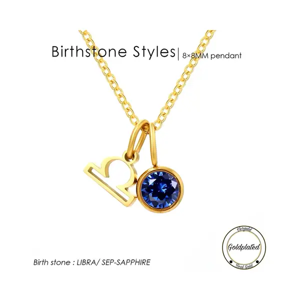 Borasi Birthstone Ketting September | Sterrenbeeld Weegschaal | Goldplated | Blauw | Dames Sieraden | thumbnail