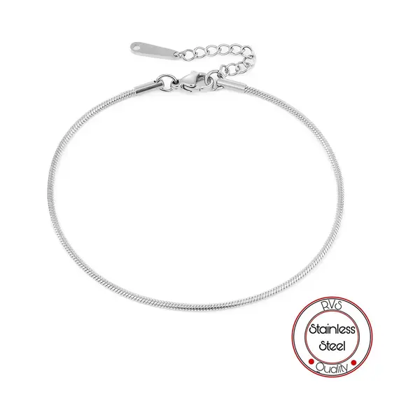 Borasi Snake Schakel Enkelband | Zilver Verguld | Rvs | Zilver | Slang Schakel | Dames Enkelband | Vrouwen Sieraden | Dames Sieraden | thumbnail