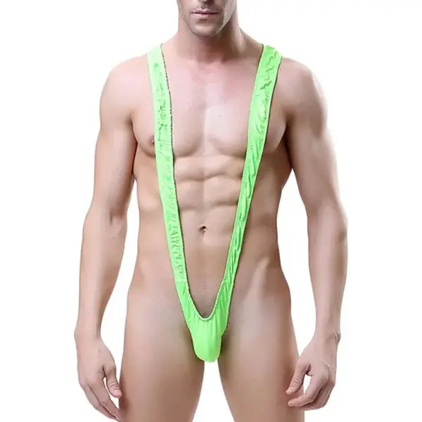 Chpn - Mankini - Bikini Voor Mannen - Strandmode Voor Mannen - Groen - One Size - Vrijgezellenfeesten - Zwembroek - Sexy Zwembroek - Gekke Zwembroek thumbnail