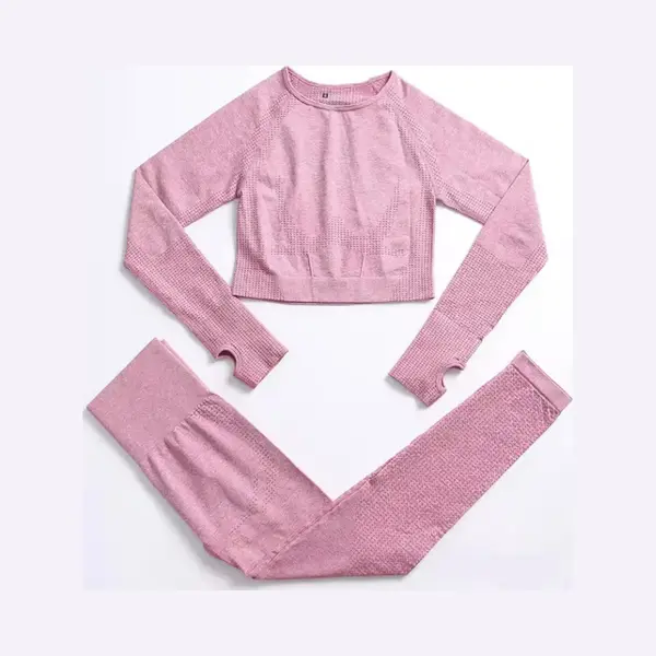 Sportlegging Met Top - Sportset - Legging Met Hoge Taille -Roze - Medium - Loungewear Set - Yoga Pants Set En Topje - Sportsetje - Hip Sportset - Chpn thumbnail