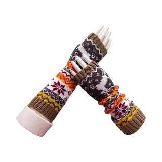 Winterse Polswarmers - Lange Handschoenen Met Print - Armwarmers - Gebreide Vingerloze Handschoenen - One Size - Chpn