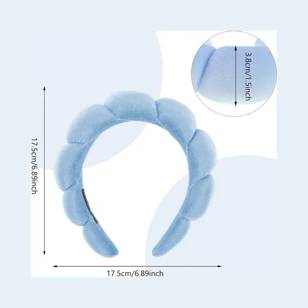 Lichtblauwe Skincare Hoofdband - Make-up Hoofdband - Gezichtverzorgings Band - Verstelbaar - Hoofdband - Skincare Headband - Blauw - Chpn thumbnail