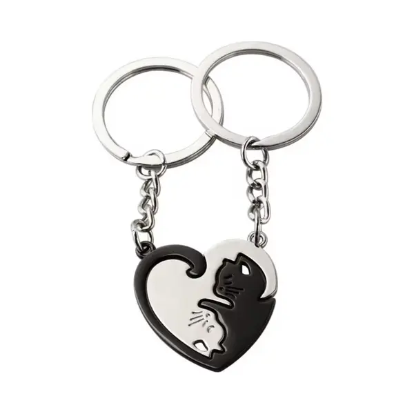 Kattensleutelhanger - Duo Sleutelhanger - Kattensleutelhanger - Vriendschapssleutelhanger - Poezenliefhebber - Chpn thumbnail