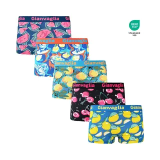 Gianvaglia 5-Pack Dames Onderbroek Katoen - Boxershorts - Zacht Katoen - Fresh Fruit Printjes - Maat Xl 8873