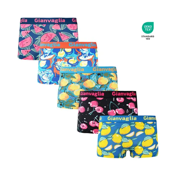 Gianvaglia 5-Pack Dames Onderbroek Katoen - Boxershorts - Zacht Katoen - Fresh Fruit Printjes - Maat Xl 8873 thumbnail