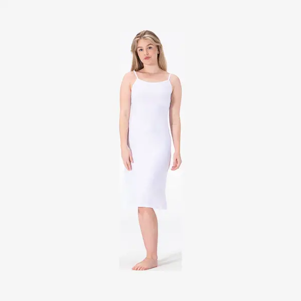 Gaubert Bamboe Onderjurk Lang - Verstelbare Spaghetti Bandjes - Wit - Maat S/M (Eu 36-38) - Lengte (112CM) thumbnail