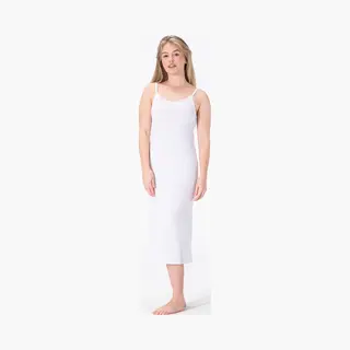 Gaubert Bamboe Onderjurk Lang Met Kant - Verstelbare Spaghetti Bandjes - Wit - Maat L/Xl (Eu 40-42) - Lengte (116CM)