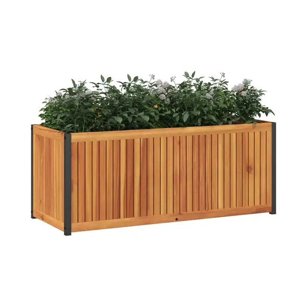 VidaXL Pflanzkübel 110x45x44 Cm Massivholz Akazie Und Stahl thumbnail