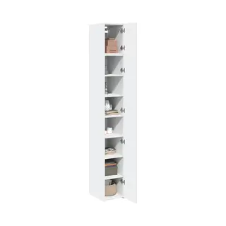 VidaXL Slim Storage Cabinet 30x42.5x225 Cm - White Engineered Wood - Tall & Versatile Cupboard For Living Room, Bedroom, Bathroom, Garage - Space