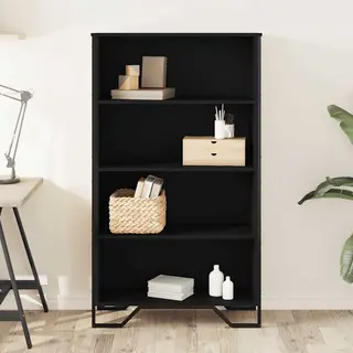 VidaXL - Black Bookcase Bookshelf/Book Rack Storage Cabinet - Engineered Wood & Metal - Bedroom, Living Room, Office - 80 X 31 X 137.5 Cm - Modern