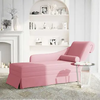 VidaXL Chaiselongue Mit Nackenrolle Und Rechter Armlehne Rosa Samt