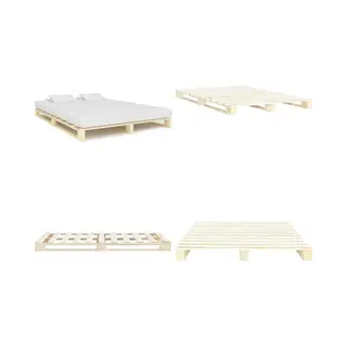 Vidaxl Palettenbett Massivholz Kiefer 160×200 Cm - Palettenbett - Holzkernbettrahmen - Kiefernbett - Doppelbett - Lattenrost - Home & Living