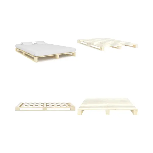 Vidaxl Palettenbett Massivholz Kiefer 160×200 Cm - Palettenbett - Holzkernbettrahmen - Kiefernbett - Doppelbett - Lattenrost - Home & Living thumbnail