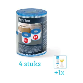 Intex Filter Cartridge S1 Voor Opblaas Spa Jacuzzi (per 2 Verpakt) - 4 Stuks - Voordeelverpakking - Inclusief Ways Testrips (1 Stuks) - Geschikt Voor