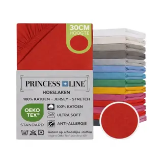 Princess Line- Comfortabel Ultra-Soft-Hoeslaken -100% Katoen-Jersey -Stretch -Strijkvrij- Rondom Elastiek-Hoekhoogte Tot 30cm-2Persoons-160x200