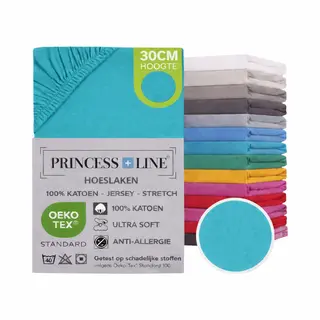 Princess Line- Comfortabel Ultra-Soft-Hoeslaken -100% Katoen-Jersey -Stretch -Strijkvrij- Rondom Elastiek-Hoekhoogte Tot 30cm-2Persoons-160x200