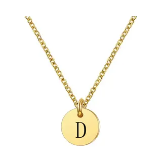 Marama - Ketting Letter D - Rvs-Gold Plated - Dames - Cadeau - Goud - Ronde Hanger - Collier - Luxe Geschenkverpakking