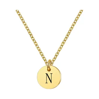 Marama - Ketting Letter N - Rvs-Gold Plated - Dames - Cadeau - Goud - Ronde Hanger - Collier - Luxe Geschenkverpakking