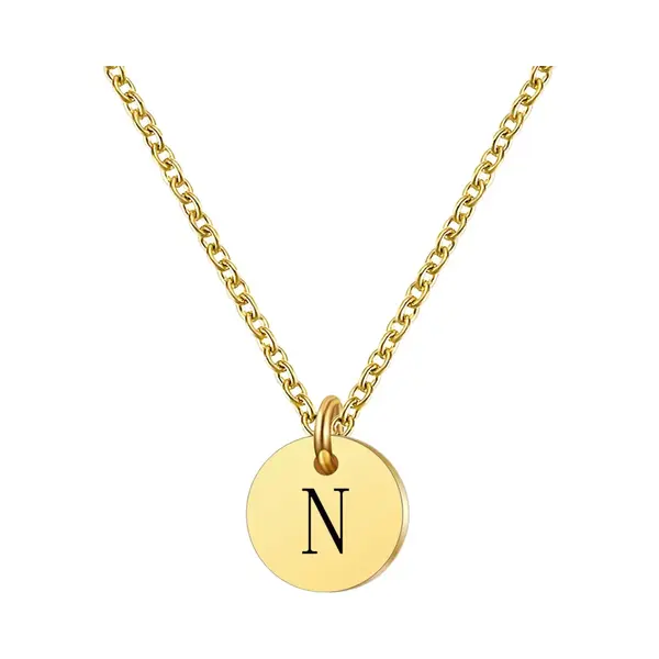 Marama - Ketting Letter N - Rvs-Gold Plated - Dames - Cadeau - Goud - Ronde Hanger - Collier - Luxe Geschenkverpakking thumbnail