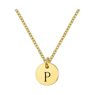 Marama - Ketting Letter P - Rvs-Gold Plated - Dames - Cadeau - Goud - Ronde Hanger - Collier - Luxe Geschenkverpakking