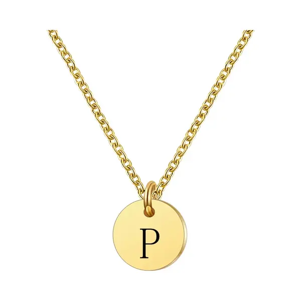 Marama - Ketting Letter P - Rvs-Gold Plated - Dames - Cadeau - Goud - Ronde Hanger - Collier - Luxe Geschenkverpakking thumbnail