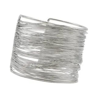 Marama - Armband Nina Zilver - Stainless Steel - Nikkelvrij - Brede Damesarmband - Bangle - Licht Buigbaar - Zilver Plated