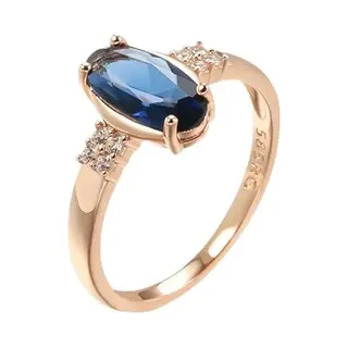Cilla Jewels Bague Femme Avec Zircone Bleue Et Plaqué Or Rose-17mm