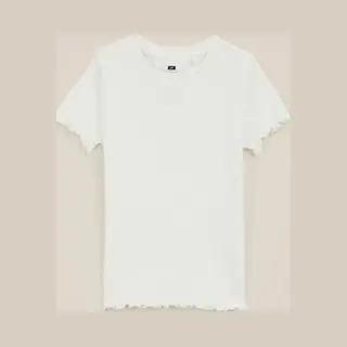 We Fashion Meisjes Slim Fit T-shirt Met Ribstructuur
