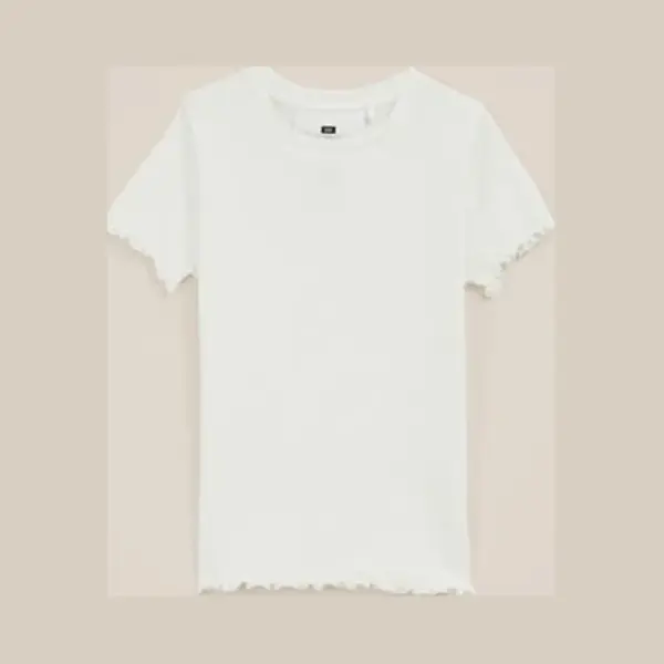 We Fashion Meisjes Slim Fit T-shirt Met Ribstructuur thumbnail