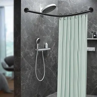 Douchegordijnstang Zonder Boren- 75-90 X 95-130 Cm Maat-304 Roestvrij L-vormige Badkamer Bad Hoek-stang Rek -voor Badkamer