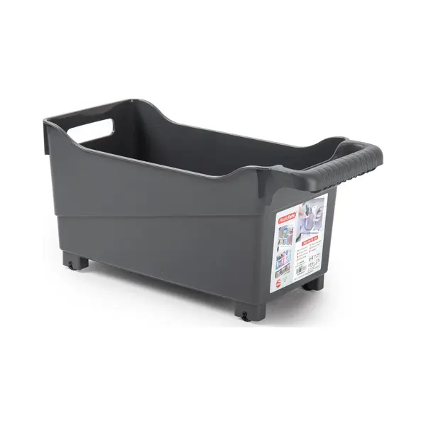 Plasticforte Opberg Trolley Container - Zwart - Op Wieltjes - L38 X B18 X H18 Cm - Kunststof - Opslag Box/bak - 12 Liter thumbnail