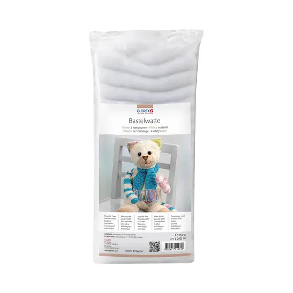 Glorex Hobby Vulmateriaal Wattevlies - Wasbaar - Voor Knuffels/kussens/kleding - 250 Gram - Polyester - Watten Laagjes - Vulwatten thumbnail