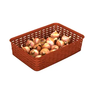 Hega Hogar Opbergmandje/ladeverdeler - Terra Bruin - 2 Liter - Kunststof - 17 X 25 X 6 Cm - Kleine Opslag Bakjes - Manden