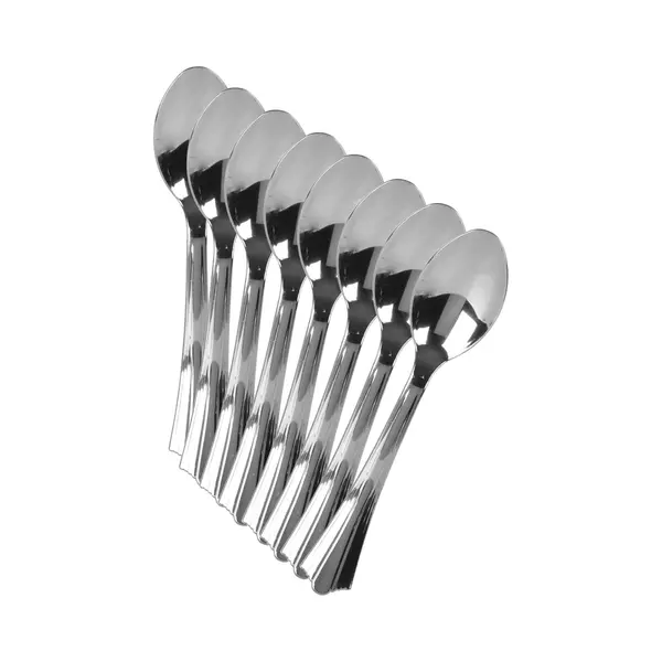 Urban Living Bbq/verjaardag/outdoor Bestek - Lepels - 32x - Kunststof - 16 Cm - Zilver - Herbruikbaar thumbnail