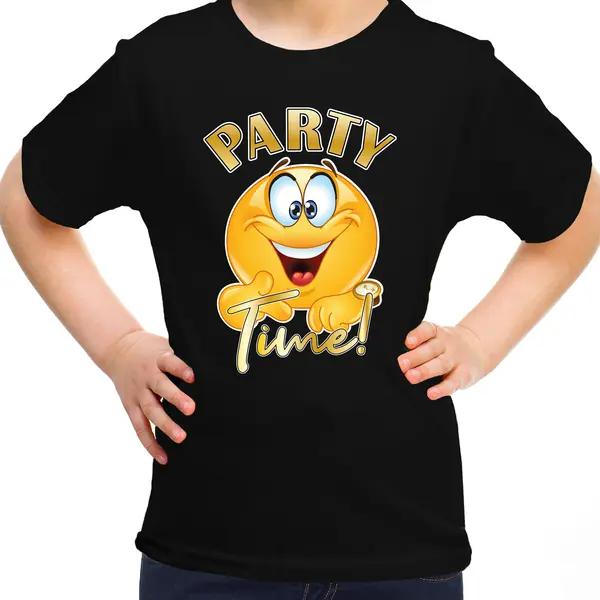 Bellatio Decorations Verkleed Shirt Meisjes - Party Time - Zwart - Carnaval - Voor Kinderen 134/140 thumbnail