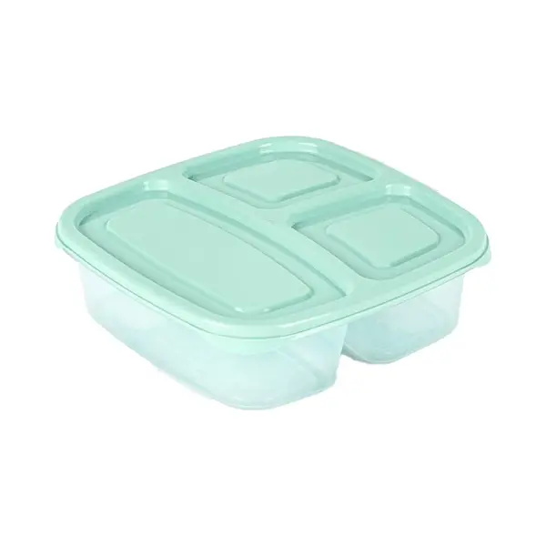 Plasticforte Vershoudbakje 3-vaks - 1ST - 1, 2L - Meal Prep - Herbruikbaar - Mint Groen - Vaatwasser Bestendig - Magnetron Bakjes thumbnail