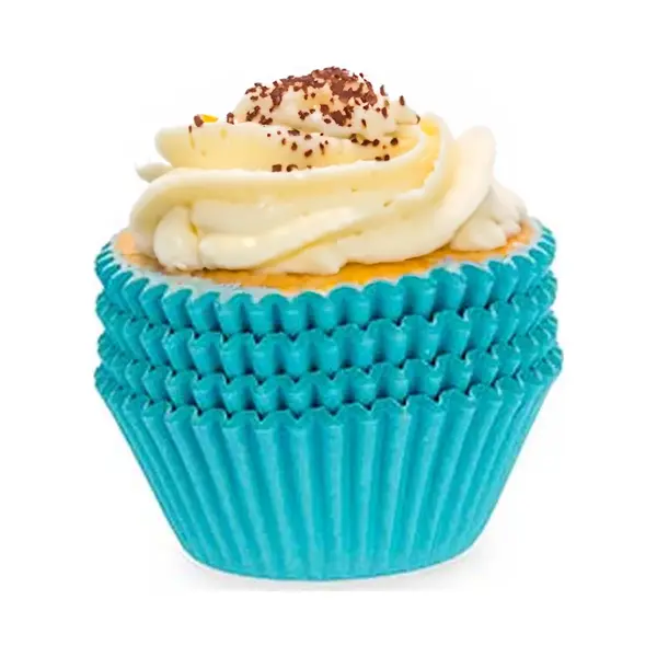 Kinvara Muffin En Cupcakes Maken Vormpjes - Papier - Blauw - Set 100x Stuks - Dia 10 Cm - Zelf Taartjes Maken thumbnail