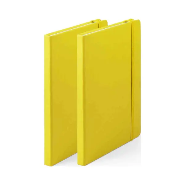 Notitieboekje - 2x - Met Elastiek - A5 - Geel - 100 Paginas - Opschrijfboekjes - Lue Schriften thumbnail
