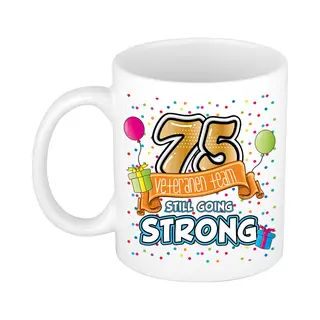 Bellatio Decorations Verjaardag Cadeau Mok 75 Jaar - Wit - Veteranen Team - 300 Ml - Keramiek