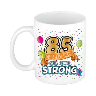 Bellatio Decorations Verjaardag Cadeau Mok 85 Jaar - Wit - Veteranen Team - 300 Ml - Keramiek