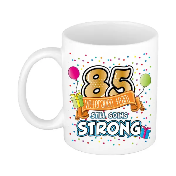 Bellatio Decorations Verjaardag Cadeau Mok 85 Jaar - Wit - Veteranen Team - 300 Ml - Keramiek thumbnail