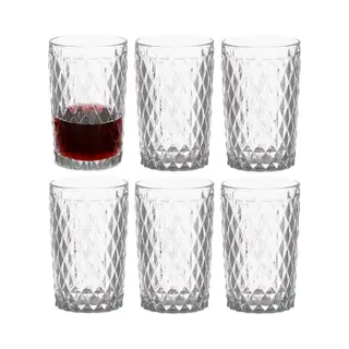 Vivalto Drinkglazen/waterglazen Diamonds - Tumblers - Glas - Set 12x Stuks - 370 Ml
